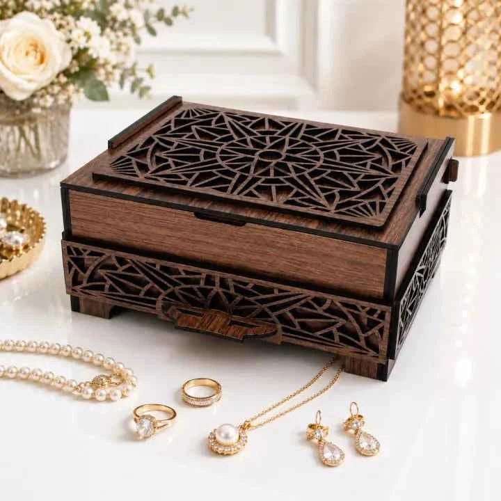 Premium Wooden Jewelry Box with Drawer