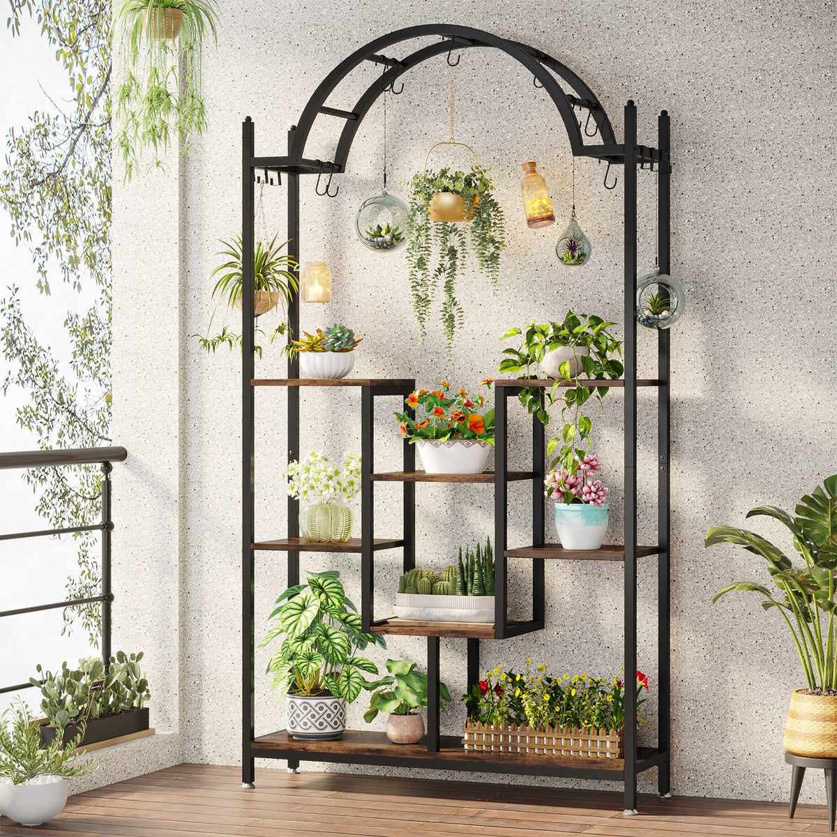 Arcolo Flower Stands with Hanging Hooks Rack