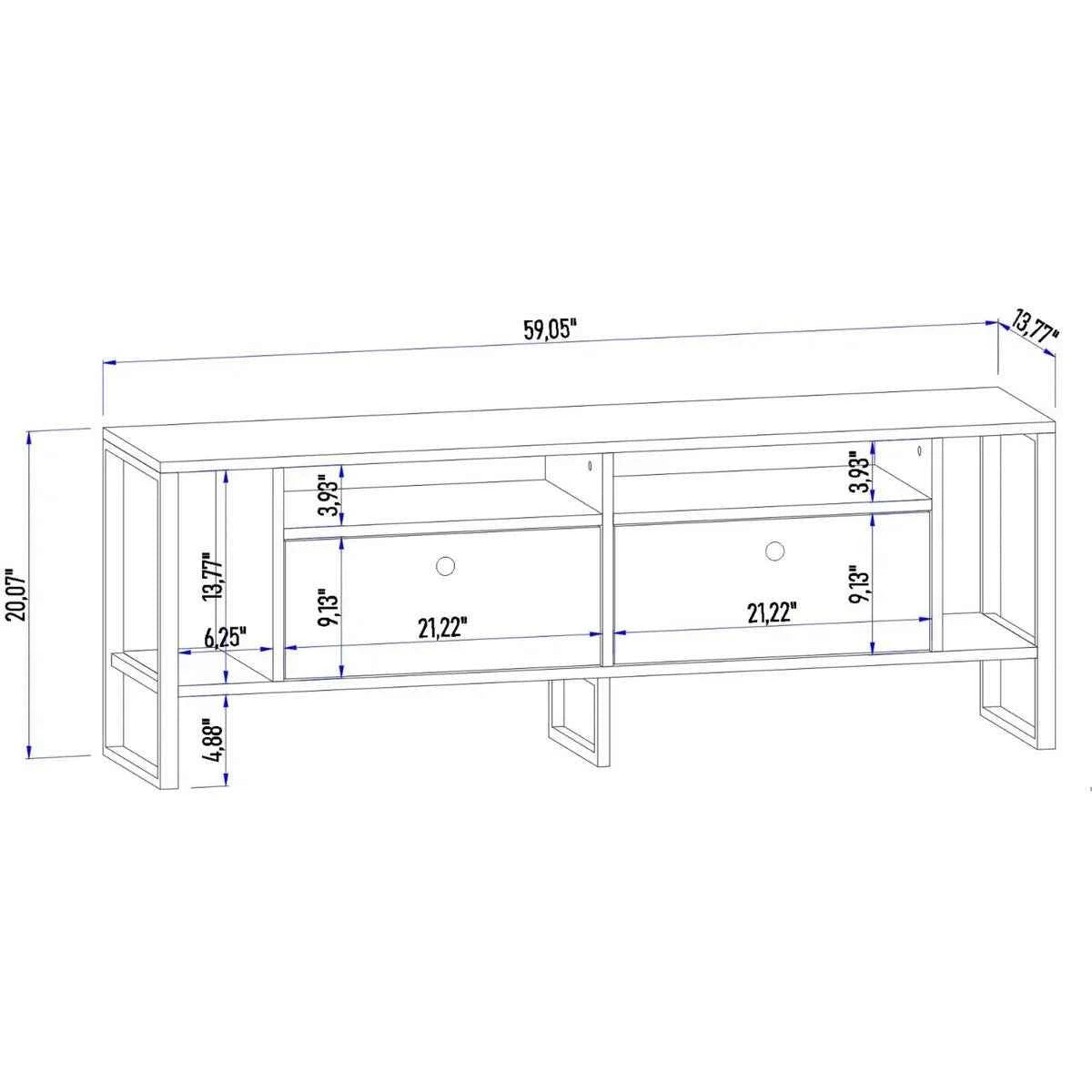 Lotuseey Industrial TV Stand LED Rustic Media Console Table