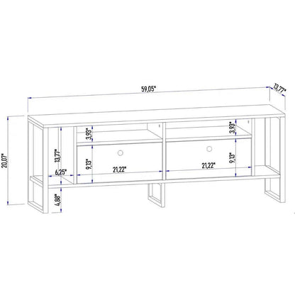 Lotuseey Industrial TV Stand LED Rustic Media Console Table