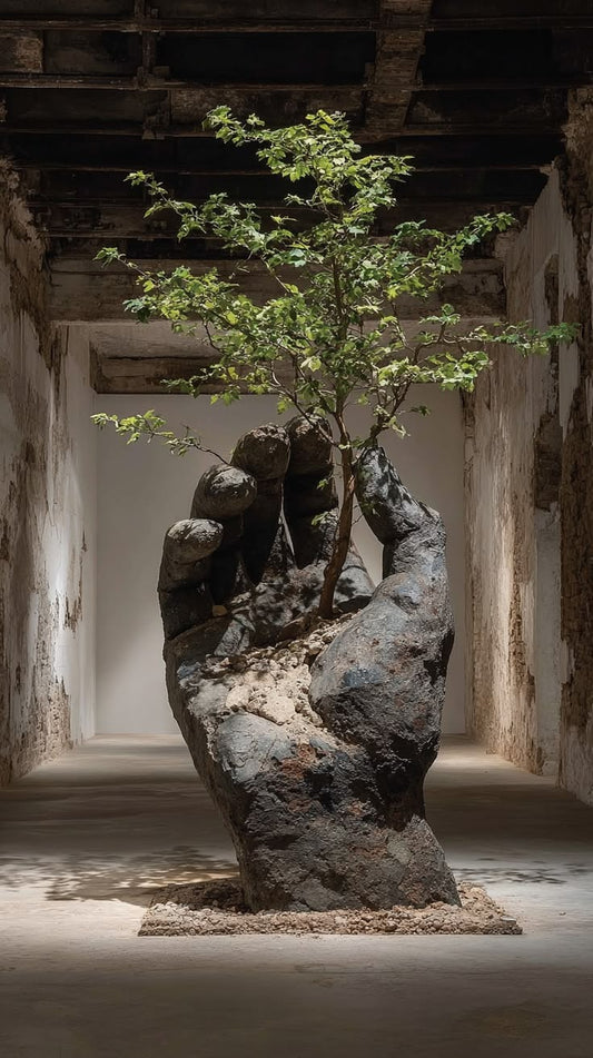 Giant Stone Hand Tree Art Sculpture