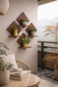 4 Piece Diamond Wooden Wall Shelves