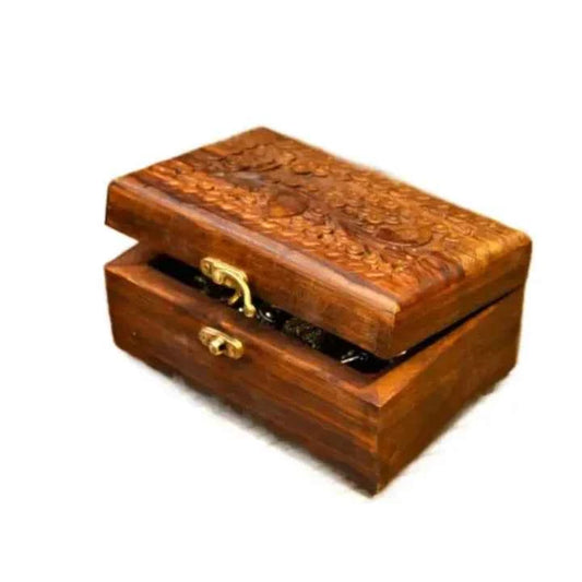 Hand Carved Sheesham Wood Jewelry Box