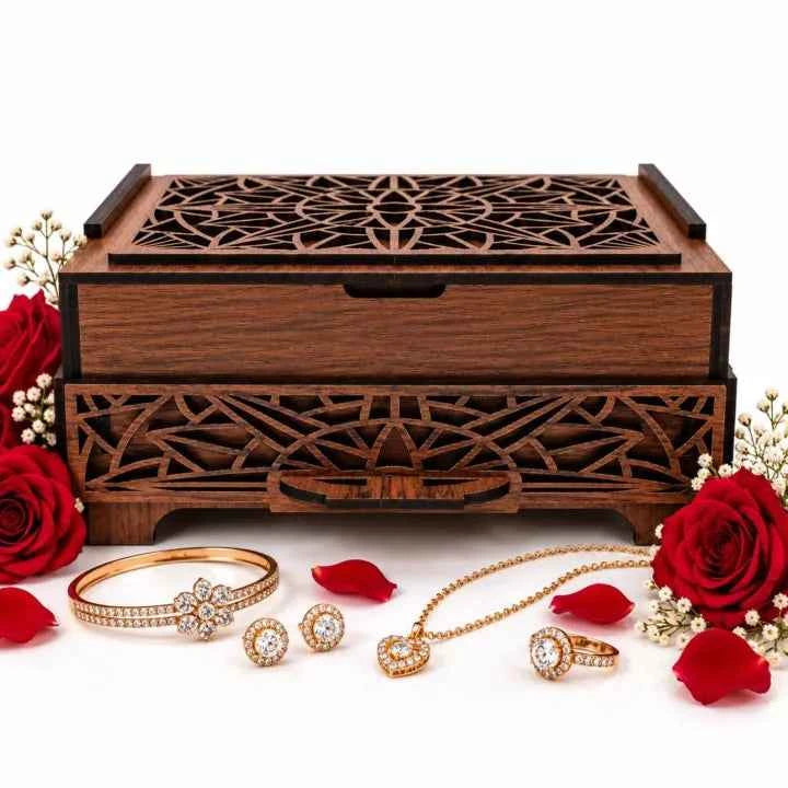 Laser Cut Wooden Jewelry Box with Drawer