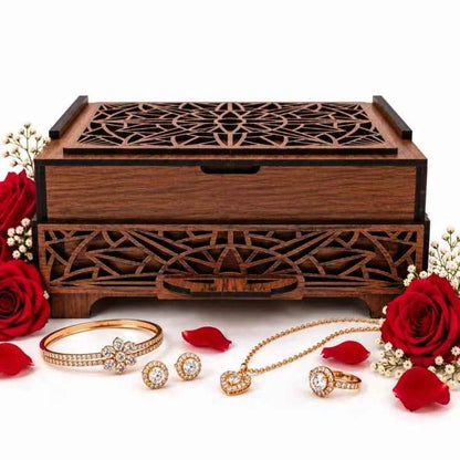 Laser Cut Wooden Jewelry Box with Drawer