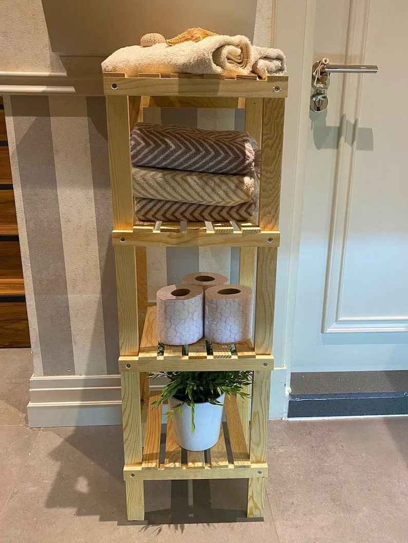 Vatzy Natural Plant Wood Bathroom Shelf Organizer