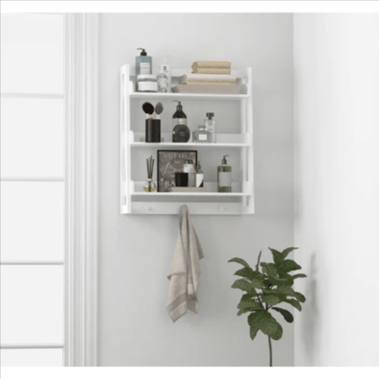 Cersei Bathroom Solid Wood Floating Shelf Organizer Rack