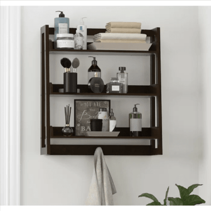 Cersei Bathroom Solid Wood Floating Shelf Organizer Rack