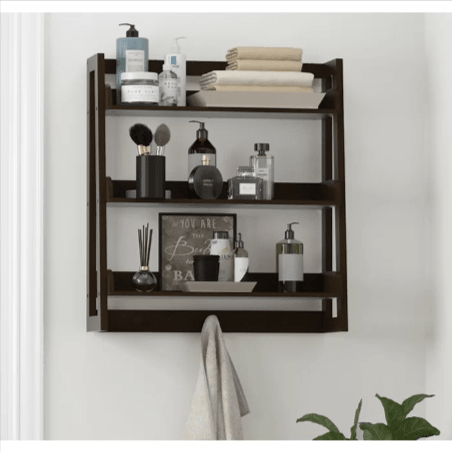 Cersei Bathroom Solid Wood Floating Shelf Organizer Rack
