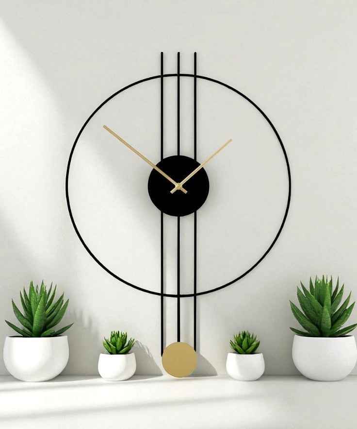 Modern Metal Wall Clock – Artistic Iron Timepiece with Decorative Sculpture Design