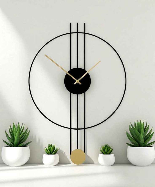 Modern Metal Wall Clock – Artistic Iron Timepiece with Decorative Sculpture Design