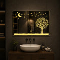 Decorative LED Bathroom Mirror with Tree & Moon Design