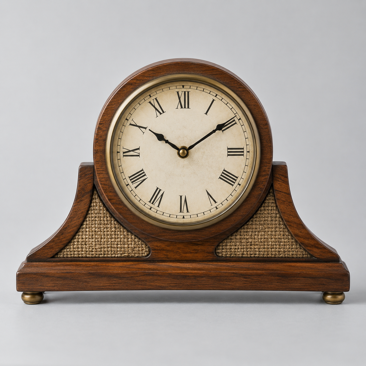 Decorative table clock on light grey background