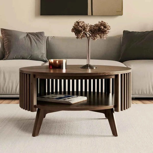 Klever Mid Century Modern Round Center and Side Coffee Table