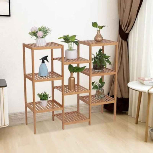 Multi-Tier Living Garden Wooden Plant Storage Organizer Rack Decor