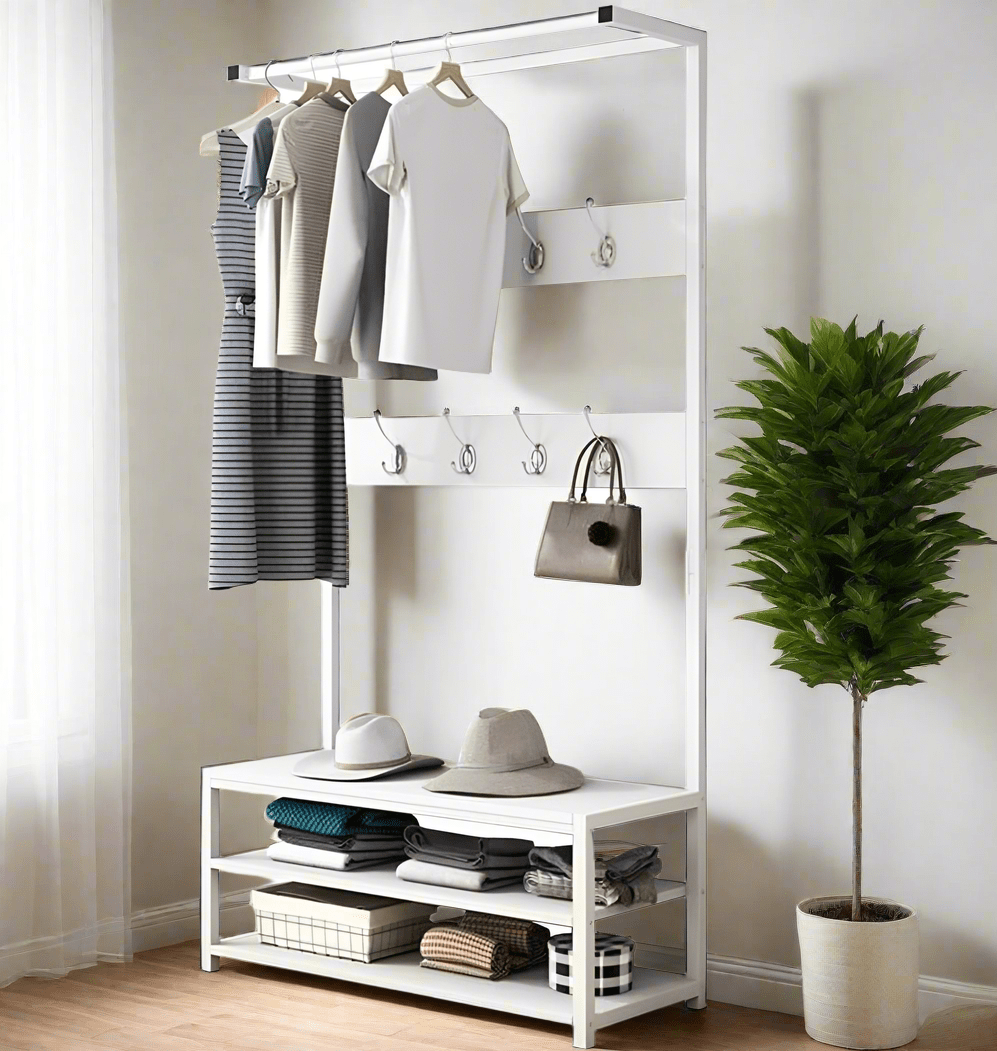 Feline Entryway Hall Living Bedroom Coat Shoe Organizer Storage Rack