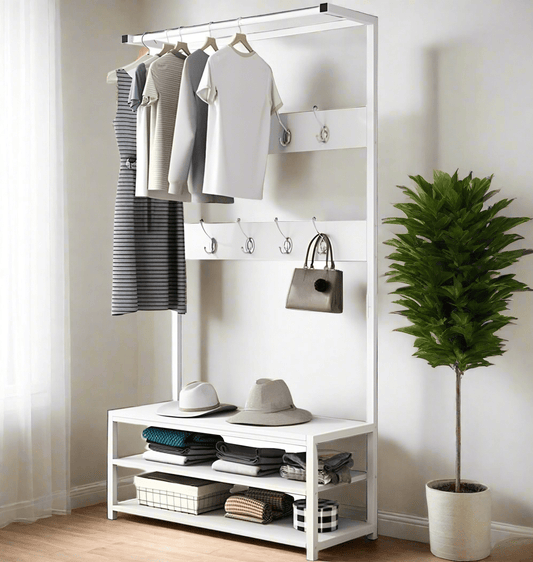 Feline Entryway Hall Living Bedroom Coat Shoe Organizer Storage Rack