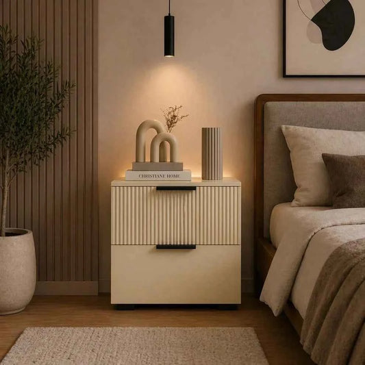 Fluted Craves Bedside Drawers Table