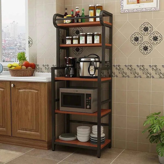 Forno Prato 5-Tier Kitchen Organizer Rack – Metal & Wood
