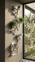 White Climbing Humanoid Wall Planter Pots