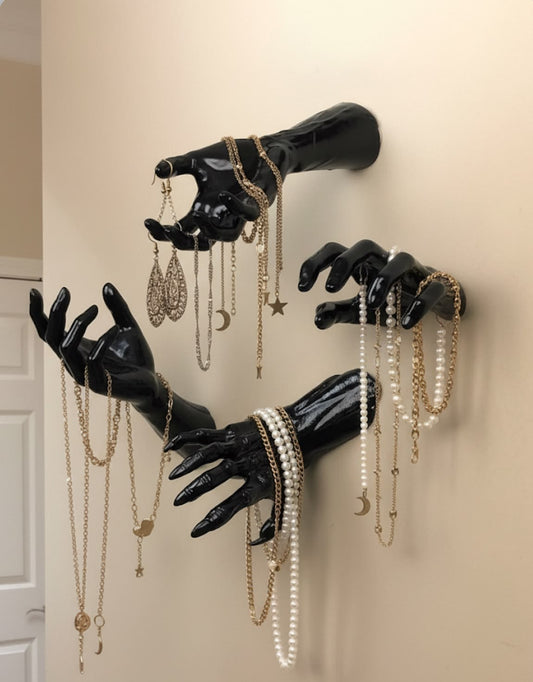 Glossy Black Hand Wall Jewelry Hanger