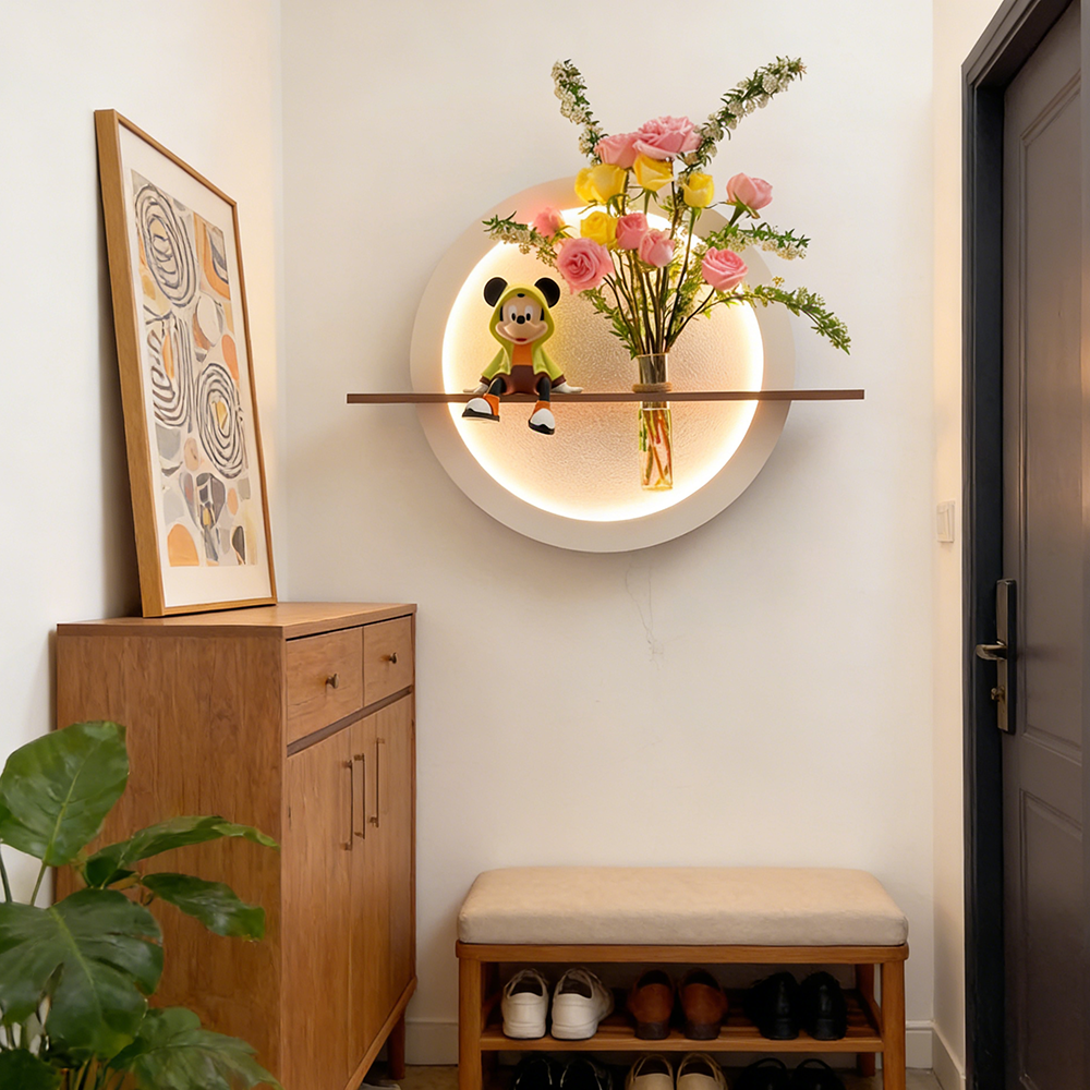 Modern LED Wall Shelf with Vase Holder | Decorative Wall Art Light