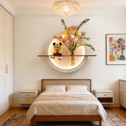 Modern LED Wall Shelf with Vase Holder | Decorative Wall Art Light