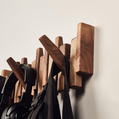 Solid Walnut Piano Coat Rack with Display Shelf