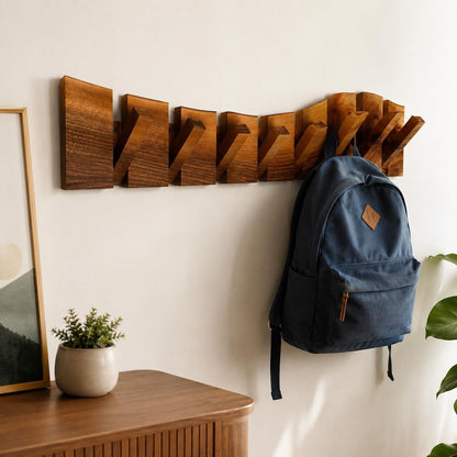 Piano Style Foldable Wall Hanger with Top Shelf – Walnut