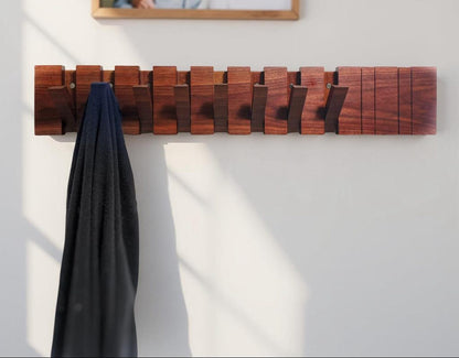 Walnut Piano Key Wall Hooks – Foldable Entryway Rack