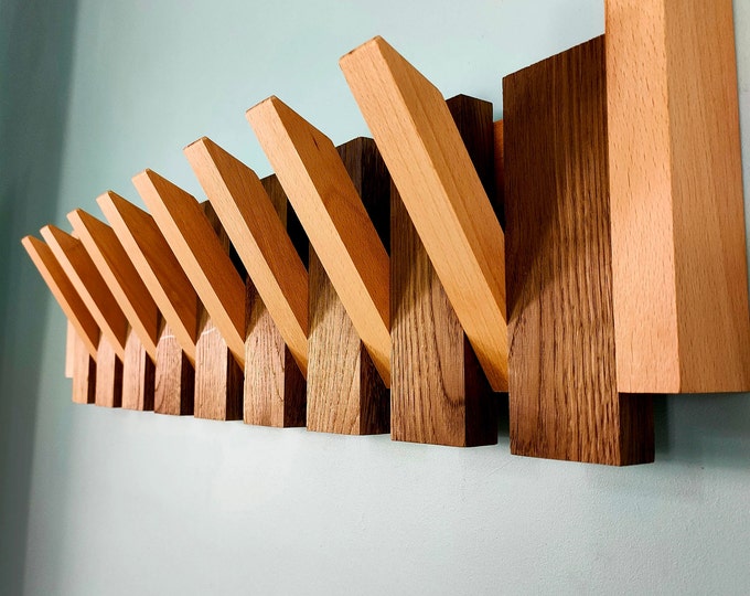 Piano Key Foldable Hook Rack – Natural Beech Wood