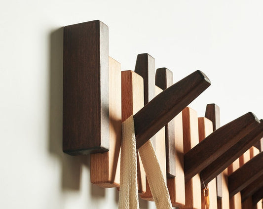 Dark Walnut Piano Key Wall Hooks – Minimalist