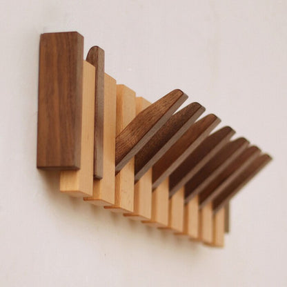 Piano Style Wall Hook Rack – Walnut
