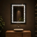 Illuminated Wall Mirror with Decorative LED Pattern for Modern Bathrooms