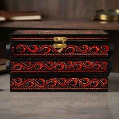 Handcrafted Wooden Jewelry Box with Velvet Lining & 2 Drawers – Decorative Organizer for Jewelry & K