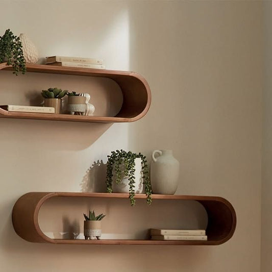Oval Rounded Wooden Wall Shelves