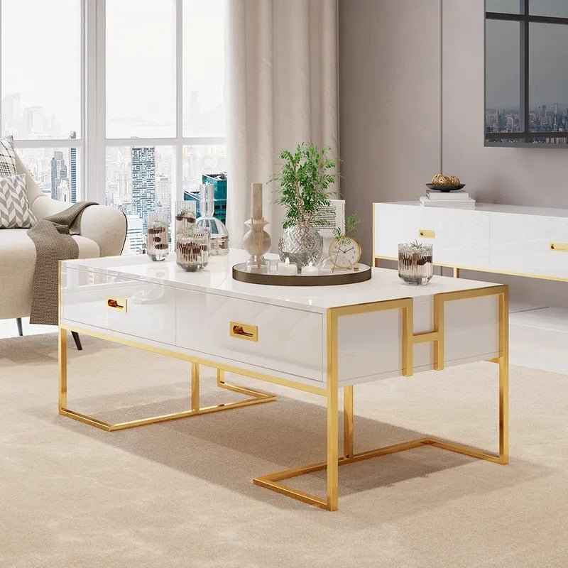 Jocise White Rectangular Living Lounge Bedroom Coffee Center Table -