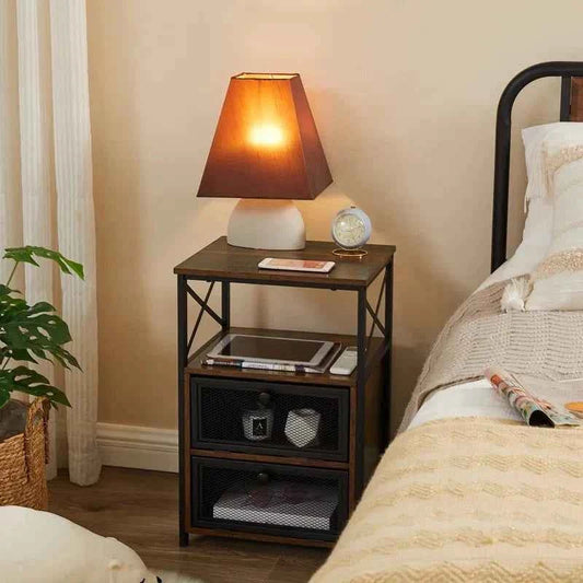 Kempst Nightstand with Flip Drawer Bedside Table