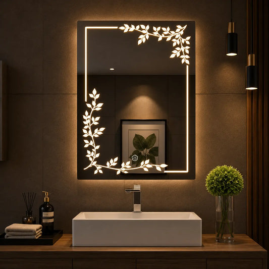Lighted Vanity Mirror with Elegant Floral LED Design