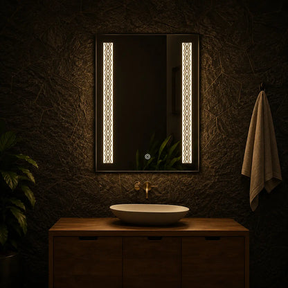 Lighted Wall Mirror with Decorative LED Side Panels