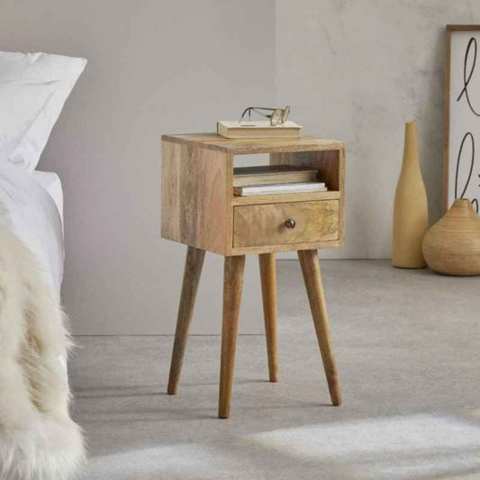 Narrow Bedside Organizer Drawer Side Table