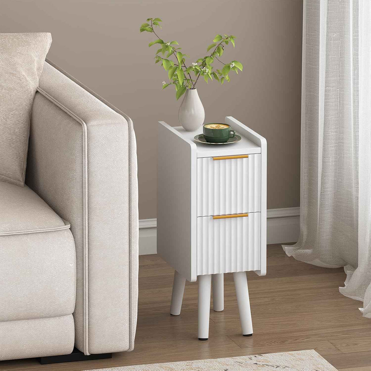 Lycoro Slim Nightstand Wooden Side Table