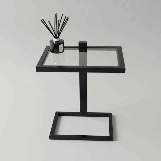 Sora Slide Modern Side Table Glass Metal Sofa Laptop Table