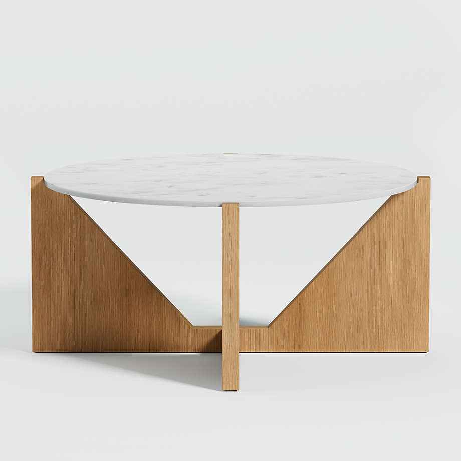 Miroee Jazz Living Lounge Round Coffee Table (Solid Wood Base)