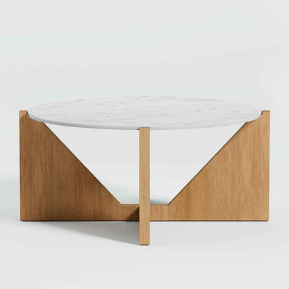 Miroee Jazz Living Lounge Round Coffee Table (Solid Wood Base)