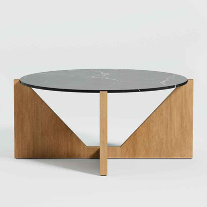 Miroee Jazz Living Lounge Round Coffee Table (Solid Wood Base)