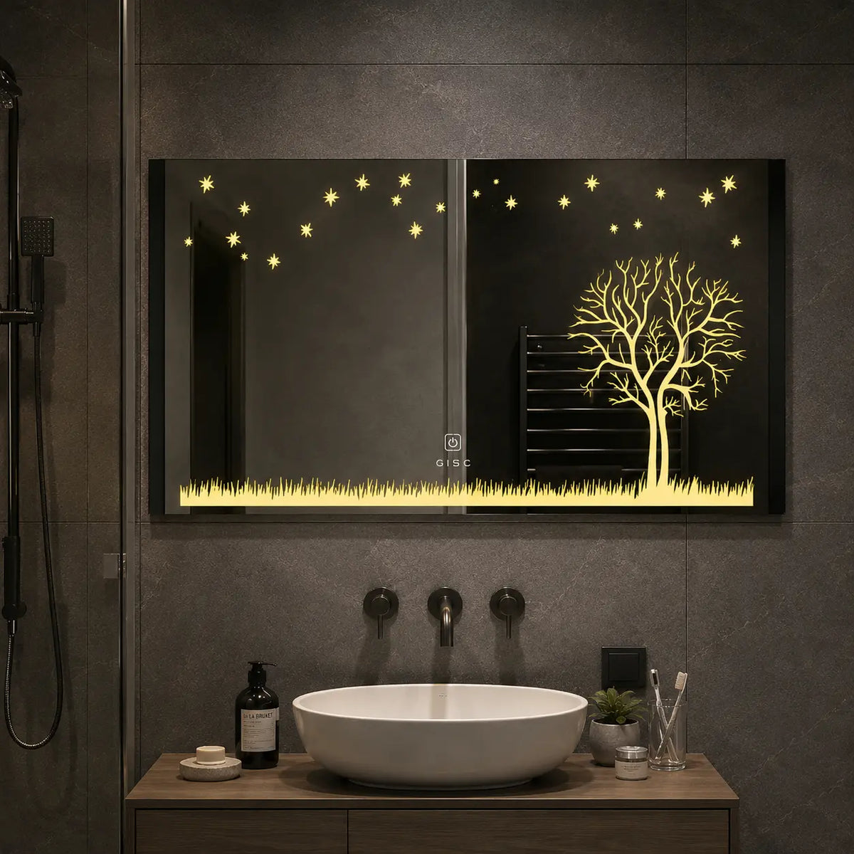 Modern LED Bathroom Mirror with Tree Design
