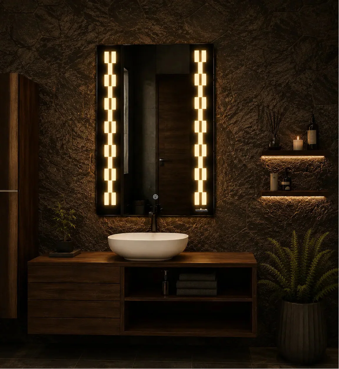 Modern LED Bathroom Mirror with Vertical Light Design