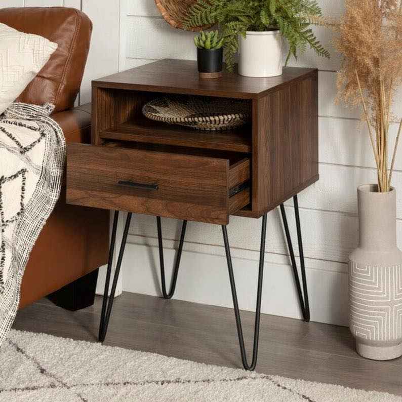Rustic Side Living Lounge Center Side Hairpin Table