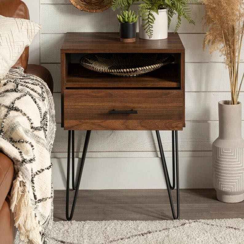 Rustic Side Living Lounge Center Side Hairpin Table